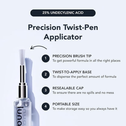 Lunavia Antifungal Pen – Cures Most Athlete’s Foot, Jock Itch, and Ringworm - 25% Undecylenic Acid with added Tea Tree, Jojoba, Clove Bud Oils & Aloe - 1-Pack Twist Pen (3ML Volume)